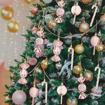 Shappy 60 Pcs Colorful Candy Cane Ornaments for Holidays