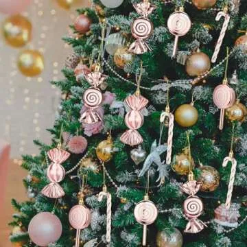 Shappy 60 Pcs Colorful Candy Cane Ornaments for Holidays