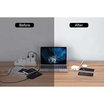 USB Charging Station 4 Port - BULL USB Charger Block Multiple USB Charging Station, USB Wall Charger...