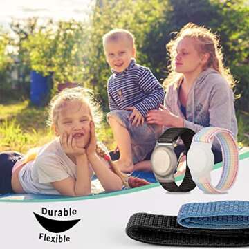 2 Pack Wristband for Airtag Kids, GPS Bracelet for kids Compatible with Apple Air Tag, Nylon Watch Band Tracker Case Strap Holder Accessories for Toddler Child Adult, Adjustable Anti-Lost