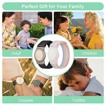 2 Pack Wristband for Airtag Kids, GPS Bracelet for kids Compatible with Apple Air Tag, Nylon Watch Band Tracker Case Strap Holder Accessories for Toddler Child Adult, Adjustable Anti-Lost