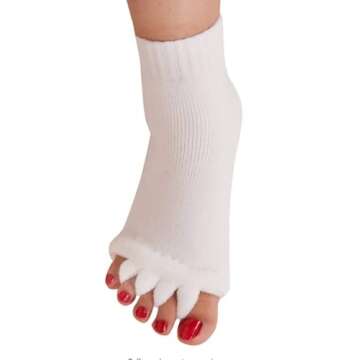 Star Han Yoga Gym Sports Five Toe Separator Massage Foot Alignment Socks ,1 Pairs, White, 16 (SH000065)