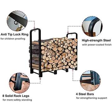 Artibear Heavy Duty Firewood Rack for Indoor Outdoor Use