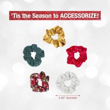 Scunci by Conair 5pk Christmas Scrunchie Star Gift Box - hair accessories for teen girls and women -...