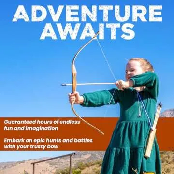 Adventure Awaits | 2-Pack Handmade Wooden Bow and Arrow Set | 20 Wood Arrows and 2 Quivers | for Outdoor Play
