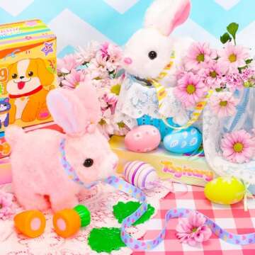 Tagitary Plush Bunny Toys for Kids - Interactive Electronic Rabbit with Sounds, Wiggling Ears, Hoppi...