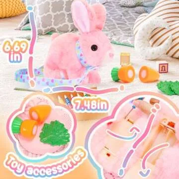 Tagitary Plush Bunny Toys for Kids - Interactive Electronic Rabbit with Sounds, Wiggling Ears, Hopping Motion, Leash - Perfect for Easter, Christmas, or Birthday Gifts