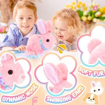 Tagitary Plush Bunny Toys for Kids - Interactive Electronic Rabbit with Sounds, Wiggling Ears, Hopping Motion, Leash - Perfect for Easter, Christmas, or Birthday Gifts
