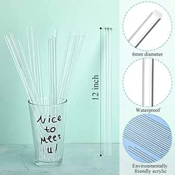 30 Pieces 12 Inch Acrylic Dowel Rods for DIY Crafts 0.25 Inch Diameter Acrylic Round Rods Strip Sticks Cake Topper Rod for DIY Handwork Supplies (Clear)