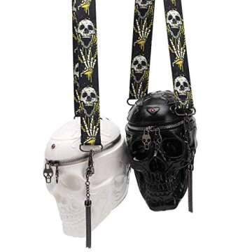 KIISY Skull Purses Handbags For Women Shoulder Bag,Skull Crossbody Purse Gothic Bag Purses Holiday Party Gift (Black)