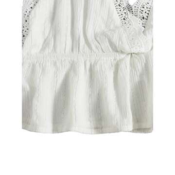 SweatyRocks Women's Deep V Neck Halter Crop Cami Top Sleeveless Vest Off White Medium