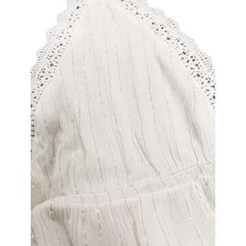 SweatyRocks Women's Deep V Neck Halter Crop Cami Top Sleeveless Vest Off White Medium