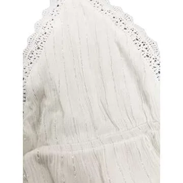 SweatyRocks Women's Deep V Neck Halter Crop Cami Top Sleeveless Vest Off White Medium