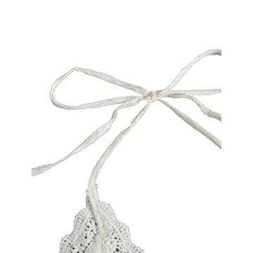 SweatyRocks Women's Deep V Neck Halter Crop Cami Top Sleeveless Vest Off White Medium