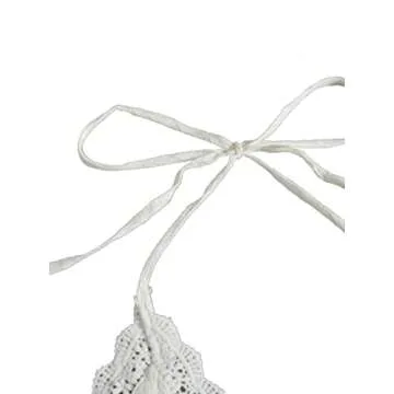 SweatyRocks Women's Deep V Neck Halter Crop Cami Top Sleeveless Vest Off White Medium