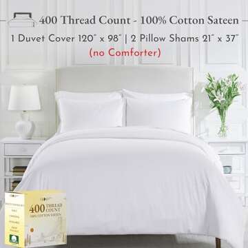 California Design Den 3-Pc 100% Cotton Duvet Cover Set Oversized King, 400 Thread Count Cool Bedding...