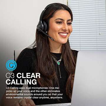 JLab Go Work Series On-Ear Wireless Headset | 45+ Hours Playtime | Bluetooth Multipoint | Rotating Boom Mic | Noise Canceling Microphone | Light-Weight and Portable | for PC/Mac or Mobile