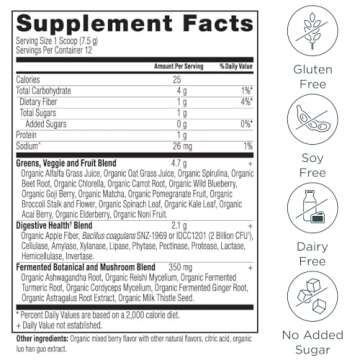 Ancient Nutrition SuperGreens Powder with Probiotics, Organic Berry Flavor Greens, Made from Real Fr...