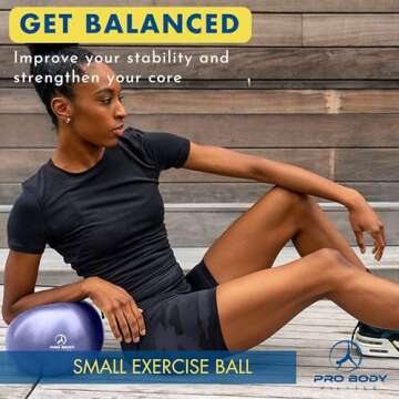 ProBody Pilates Ball 9 Inch - Small Exercise Ball for Between Knees or Barre, Core, Ab Workouts, Yog...