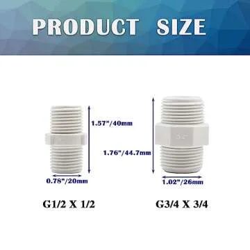 HayEastdor 12PCS 3/4 Inch PVC Pipe Fitting Hex Nipple G3/4 Male X G3/4 Male Coupling Adaptor of Thre...