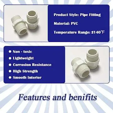 HayEastdor 12PCS 3/4 Inch PVC Pipe Fitting Hex Nipple G3/4 Male X G3/4 Male Coupling Adaptor of Thread Plumbing PIPE Connection HE023-3/4