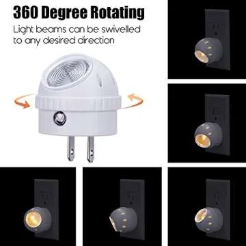 Emotionlite Plug-in Night Lights - Warm White LED Nightlights, 360° Rotation, Dusk to Dawn Sensor, ...