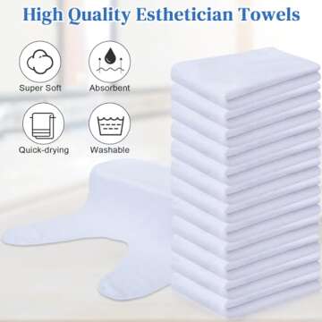 VitalCozy 12 Pieces Facial Towels Split Design Soft Esthetician Towels Removing Spa Microfiber Face Cloth for Home Salon Facial Steam Massage and Cleansing(White)