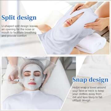 VitalCozy 12 Pieces Facial Towels Split Design Soft Esthetician Towels Removing Spa Microfiber Face Cloth for Home Salon Facial Steam Massage and Cleansing(White)