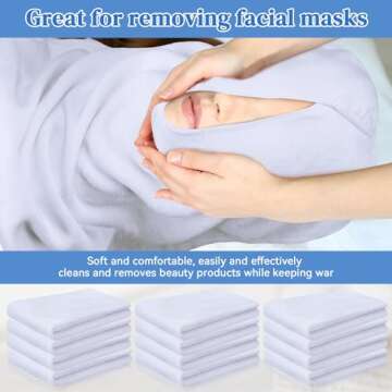 VitalCozy 12 Pieces Facial Towels Split Design Soft Esthetician Towels Removing Spa Microfiber Face Cloth for Home Salon Facial Steam Massage and Cleansing(White)