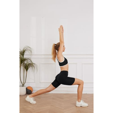 MISSACTIVER Women’s Wireless Sports Bra - V Neck Black Crop Top