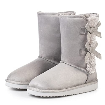 KRABOR Women's Suede Snow Boots Size 7 Gray