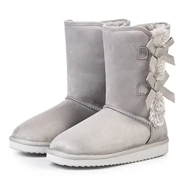 KRABOR Women's Suede Snow Boots Size 7 Gray