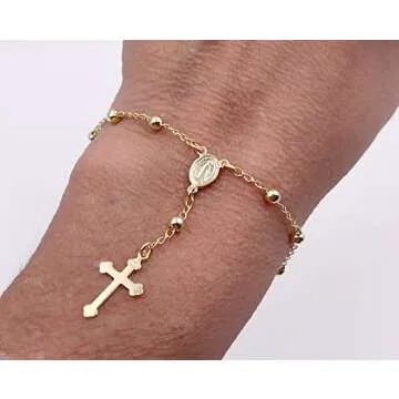 SIFRIMANIA Small Rosary Bracelet for Women Miraculous Medal Catholic Jewelry