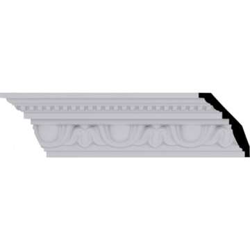 Ekena Millwork MLD04X03X05ED Edinburgh Crown Moulding, 4"H x 2 3/8"P x 4 5/8"F x 94 1/2"L, White