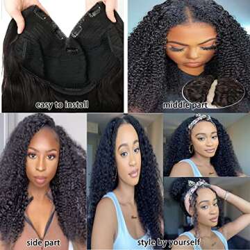Ainmeys Curly V Part Wig 26IN Brazilian Human Hair