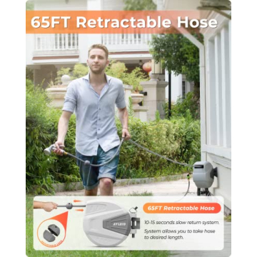 Ayleid 65FT Retractable Garden Hose Reel with Spray Nozzle