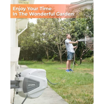 Ayleid 65FT Retractable Garden Hose Reel with Spray Nozzle