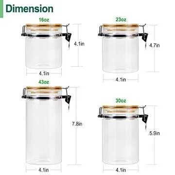 Airtight Bamboo Lid Glass Storage Containers Set of 4