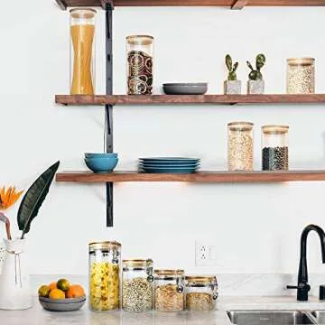 Airtight Bamboo Lid Glass Storage Containers Set of 4