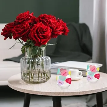 Whaline 17oz Valentine's Day Stemless Wine Glasses Gift for Her 2Pcs Colorful Conversation Heart Drinking Glasses Valentines Tumbler Cups for Valentine's Day Party Supplies Kitchen Decorations