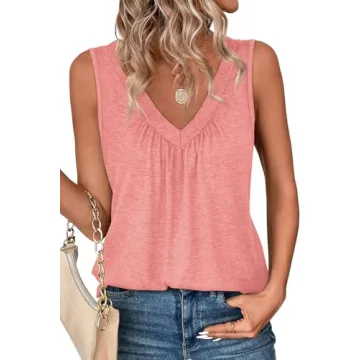 OFEEFAN Women's Loose Fit V Neck Tank Tops for Summer