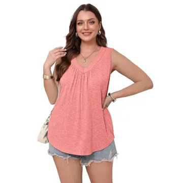 OFEEFAN Women's Loose Fit V Neck Tank Tops for Summer