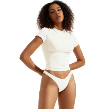 SUUKSESS Women's Double Lined Crop Tee - Buttery Soft & Stylish