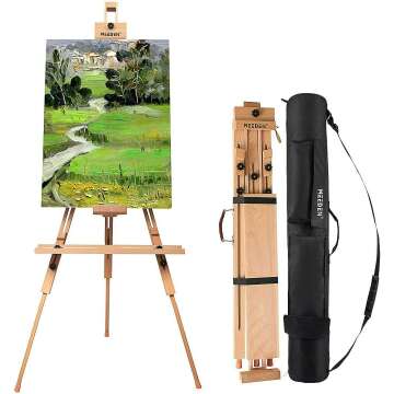 MEEDEN Tripod Field Painting Easel with Carrying Case - Solid Beech Wood Universal Tripod Easel Port...