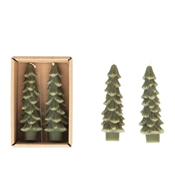 Evergreen Tree Shaped Taper Candles for Holidays