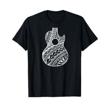 TAIMANE Polynesian Ukulele T-Shirt - Unisex-Adult, Black, Small, Short Sleeve, Classic Fit