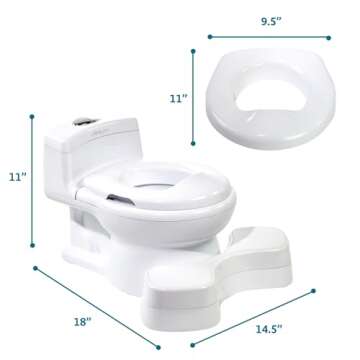 The First Years Super Pooper Potty Training Toilet Plus Potty Seat with Foot Rest — White — 2-in-1 Toddler Toilet Seat and Potty Chair