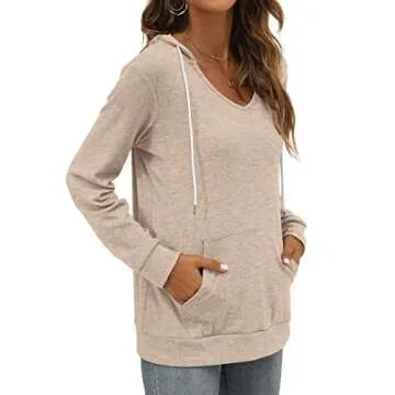 Saloogoe Women's Lightweight V-Neck Hoodie 2024