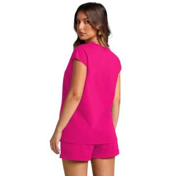 WIHOLL Women's Casual 2 Piece Set with High Waisted Shorts