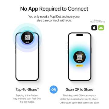 Popl Dot Thin - Digital Business Card for Back of Phone - Tap to Share NFC & QR Code - iPhone & Andr...